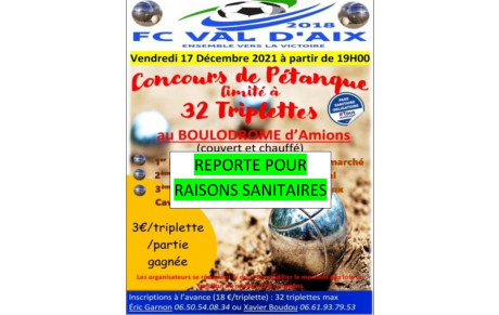 CONCOURS PETANQUE REPORTE POUR RAISONS SANITAIRES